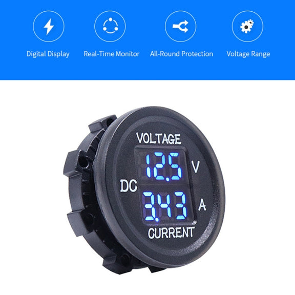 2 In 1 Modified Car Double Digital Voltage Current Table Measuring Instrument(Green Light)