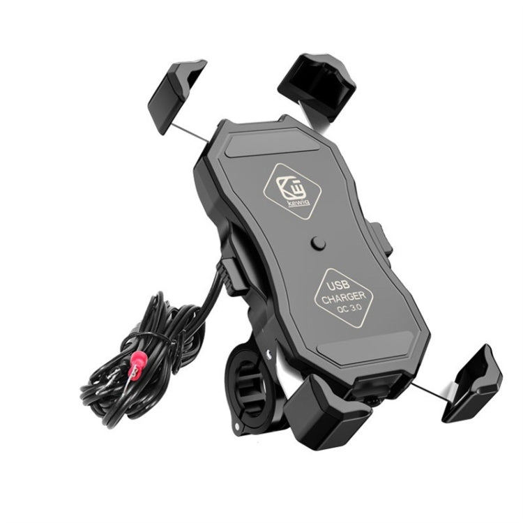 Kewig Motorcycle Outdoor Riding Four-Claw Fixed Mobile Phone Bracket QC3.0 Fast Charging Water-resistant Holder(M11-B)