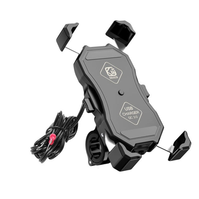 Kewig Motorcycle Outdoor Riding Four-Claw Fixed Mobile Phone Bracket QC3.0 Fast Charging Water-resistant Holder(M11-B)