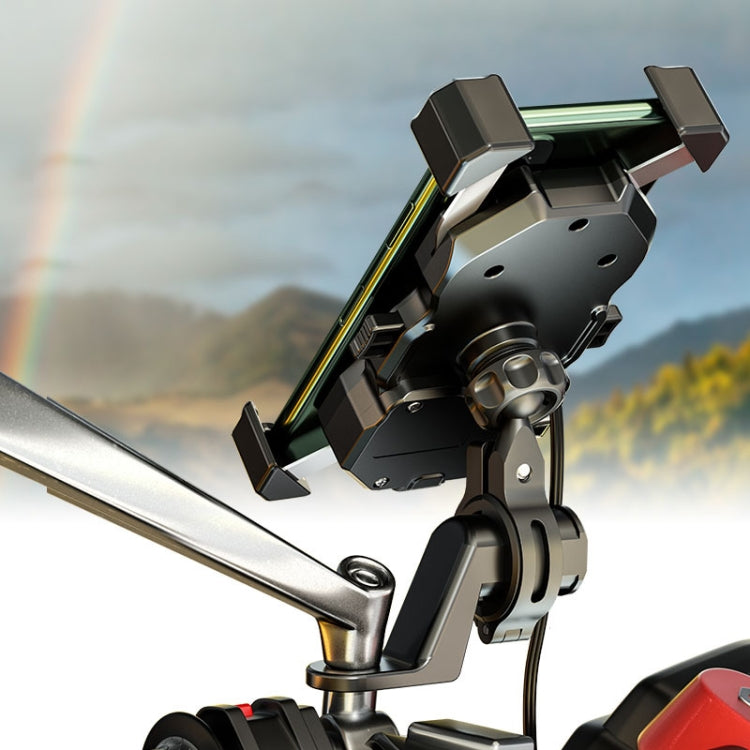 Kewig Motorcycle Outdoor Riding Four-Claw Fixed Mobile Phone Bracket QC3.0 Fast Charging Water-resistant Holder(M11-B)