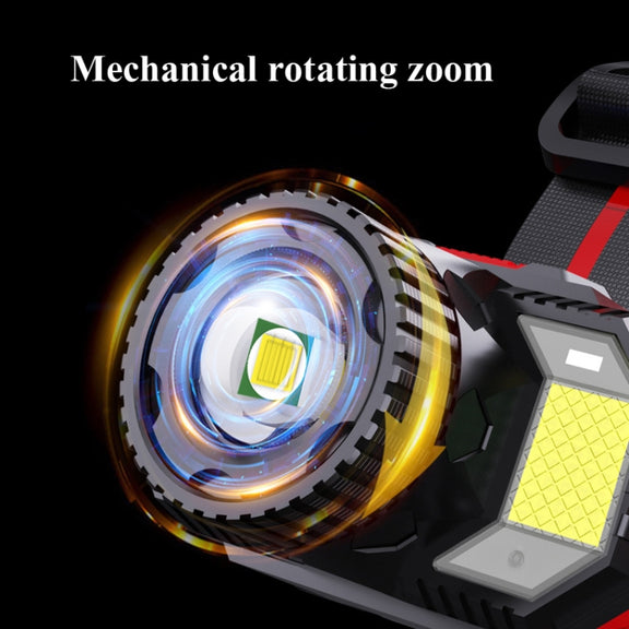 TG-TD009 LED Strong Headlamp Head-Mounted USB Rechargeable Zoom Sensor Headlamp, Colour: White Light