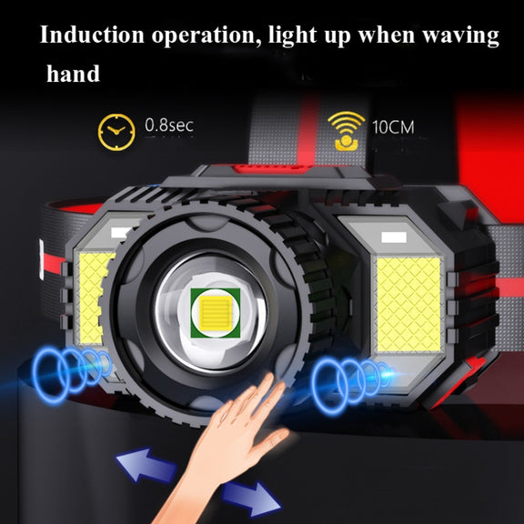 TG-TD009 LED Strong Headlamp Head-Mounted USB Rechargeable Zoom Sensor Headlamp, Colour: Yellow Light