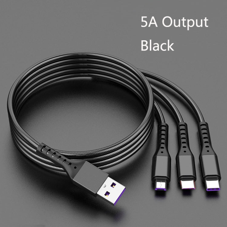 2 PCS ZZ034 USB To 8 Pin + USB-C / Type-C + Micro USB 3 In 1 Fast Charging Cable, Style: 5A Super Fast-Black