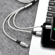 2 PCS ZZ034 USB To 8 Pin + USB-C / Type-C + Micro USB 3 In 1 Fast Charging Cable, Style: Mini-Blue