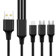 2 PCS ZZ034 USB To 8 Pin + USB-C / Type-C + Micro USB 3 In 1 Fast Charging Cable, Style: Mini-Black - Multifunction Cable by PMC TechLife | Online Shopping South Africa | PMC TechLife | Buy Now Pay Later Mobicred