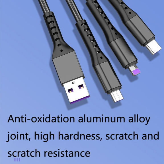 2 PCS ZZ034 USB To 8 Pin + USB-C / Type-C + Micro USB 3 In 1 Fast Charging Cable, Style: Mini-Black