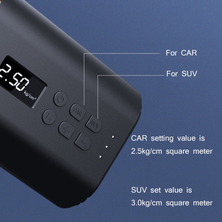 YANTU A31 Car Smart Digital Display Air Pump Electric Portable Tire Pump, Specification��� Wireless Version Black
