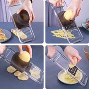 Multi-Function Slicker Kitchen Gadget Potato Slice Grater, Colour: Three Knives Gray