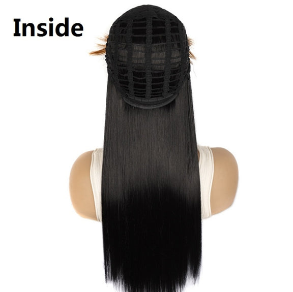 Color Bleaching And Dyeing Double Sideburns With Bangs Long Straight Hip-Hop Wig(Red Bleaching Black)