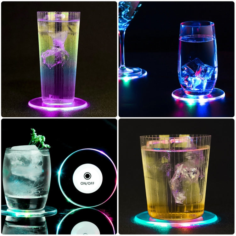 LED Flashing Coaster Bar KTV Cocktail Base Light Luminous Coaster(Upgrade Anti-slip Round White Light)