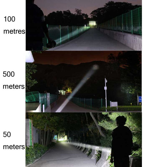 YAGE 5701 10W LED Strong Light Long-Range Searchlight Outdoor Lighting Rechargeable Flashlight, CN Plug(Ink Green)
