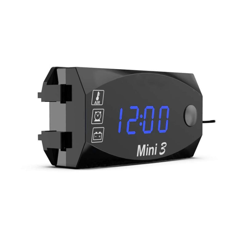 Voltage Clock And Temperature 3 In 1 LED Electronic Meter Large-Screen Digital Display Water-resistant And Dustproof Voltmeter(Blue Light)