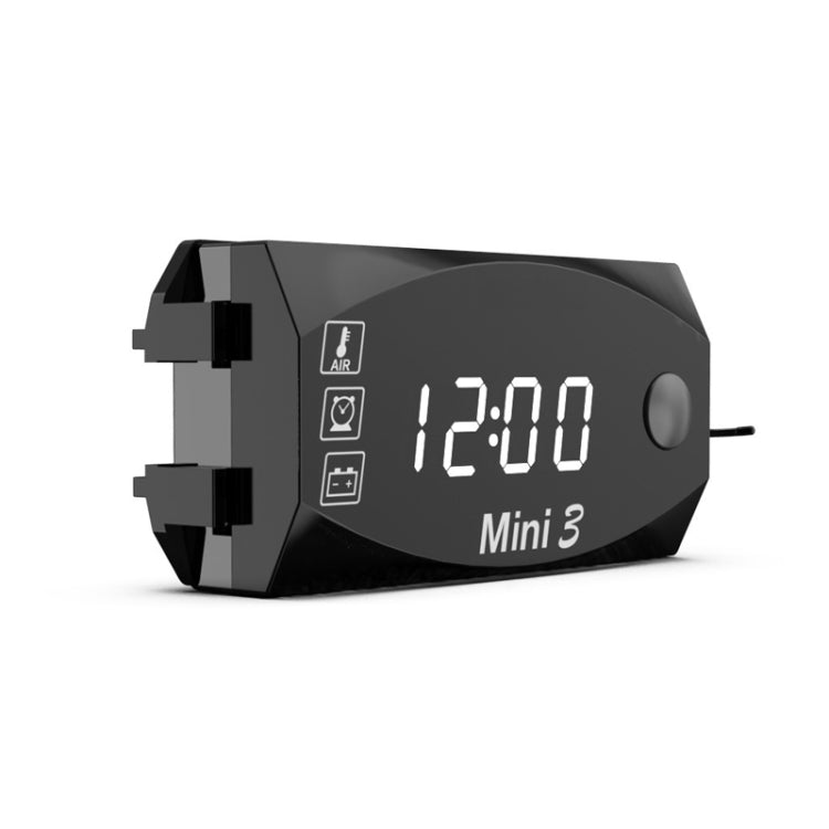 Voltage Clock And Temperature 3 In 1 LED Electronic Meter Large-Screen Digital Display Water-resistant And Dustproof Voltmeter(White Light)
