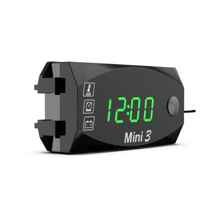 Voltage Clock And Temperature 3 In 1 LED Electronic Meter Large-Screen Digital Display Water-resistant And Dustproof Voltmeter(Green Light)