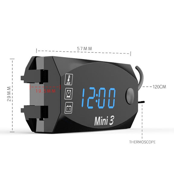 Voltage Clock And Temperature 3 In 1 LED Electronic Meter Large-Screen Digital Display Water-resistant And Dustproof Voltmeter(Green Light)