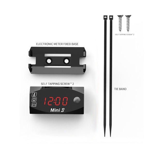 Voltage Clock And Temperature 3 In 1 LED Electronic Meter Large-Screen Digital Display Water-resistant And Dustproof Voltmeter(Green Light)