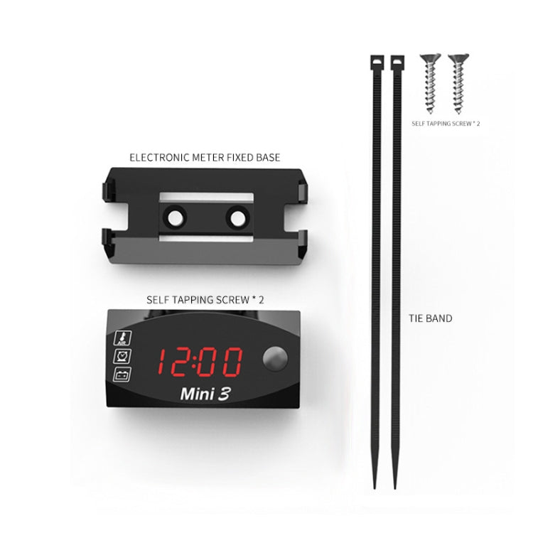 Voltage Clock And Temperature 3 In 1 LED Electronic Meter Large-Screen Digital Display Water-resistant And Dustproof Voltmeter(Green Light)