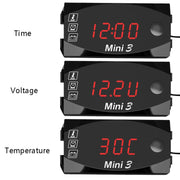 Voltage Clock And Temperature 3 In 1 LED Electronic Meter Large-Screen Digital Display Water-resistant And Dustproof Voltmeter(Green Light)