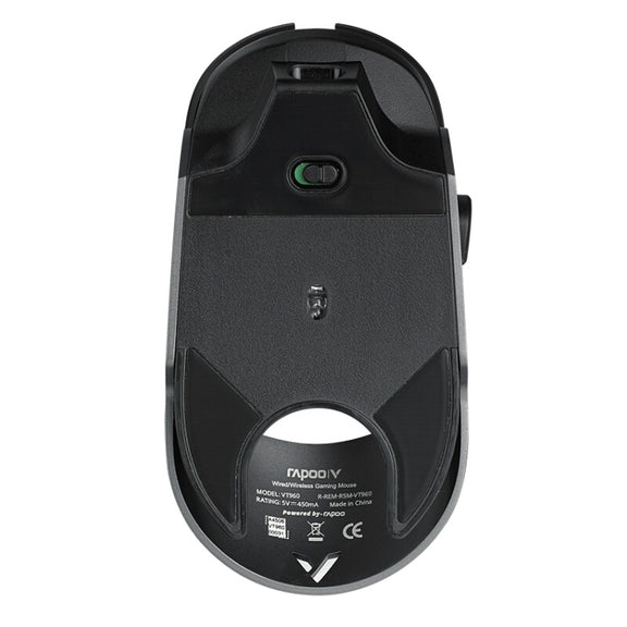 Rapoo VT960 1600 DPI 7 Keys Dual Mode Macro Programmable Symphony RGB Backlit Wireless Gaming Mouse(Black)