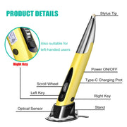 PR-A18 2.4G Charge Mouse Pen Handwritten Glow Wireless Mouse Pen(Yellow)