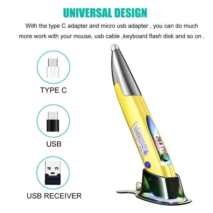 PR-A18 2.4G Charge Mouse Pen Handwritten Glow Wireless Mouse Pen(Yellow)