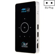 C6 1G+8G Android System Intelligent DLP HD Mini Projector Portable Home Mobile Phone Projector， EU Plug (Black)
