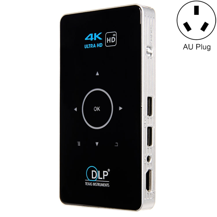 C6 1G+8G Android System Intelligent DLP HD Mini Projector Portable Home Mobile Phone Projector， AU Plug (Black)
