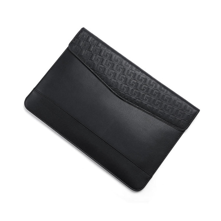 Horizontal  Embossed Notebook Liner Bag Ultra-Thin Magnetic Holster, Applicable Model: 13-14 inch( Black)
