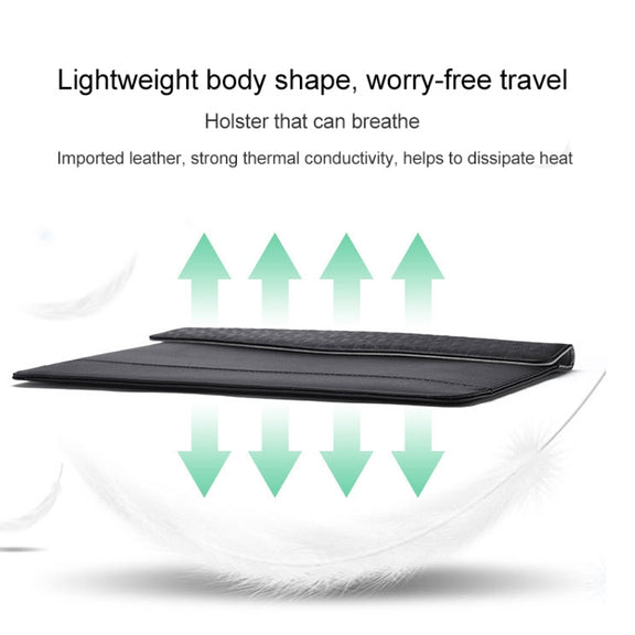 Horizontal  Embossed Notebook Liner Bag Ultra-Thin Magnetic Holster, Applicable Model: 13-14 inch(Gray)