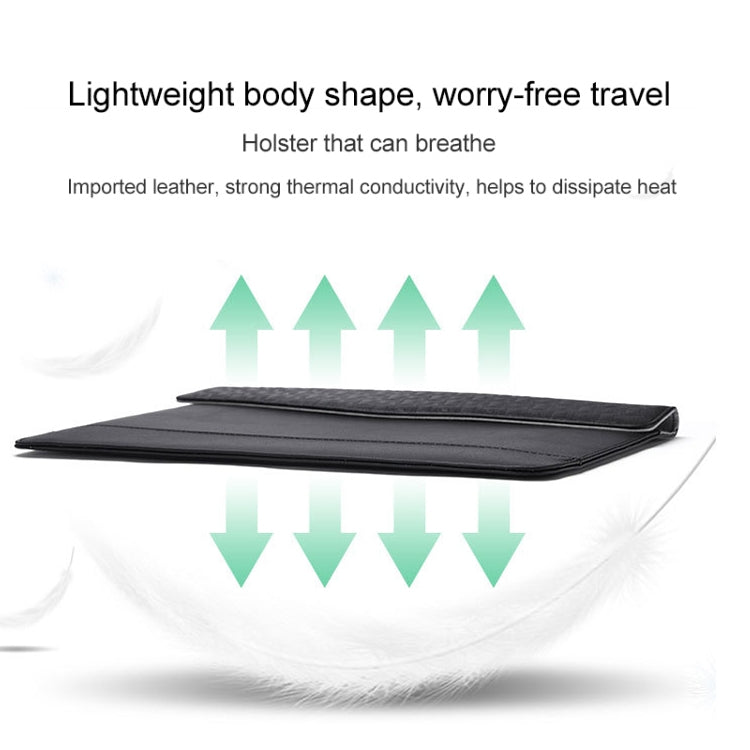 Horizontal  Embossed Notebook Liner Bag Ultra-Thin Magnetic Holster, Applicable Model: 14-15 inch( Black)
