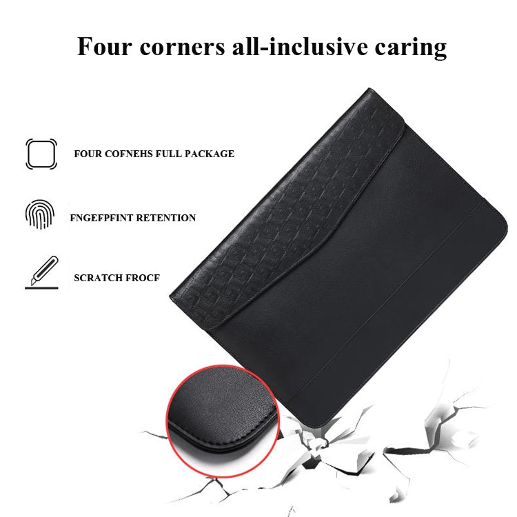Horizontal  Embossed Notebook Liner Bag Ultra-Thin Magnetic Holster, Applicable Model: 14-15 inch( Black)