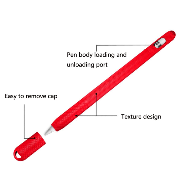 5 PCS Stylus Silicone Protective Case For Apple Pencil 2(Red)