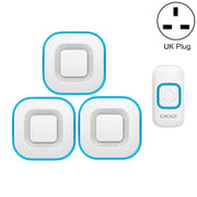 CACAZI V028F 1 For 3 Wireless Music Doorbell without Battery, Plug:UK Plug(White)