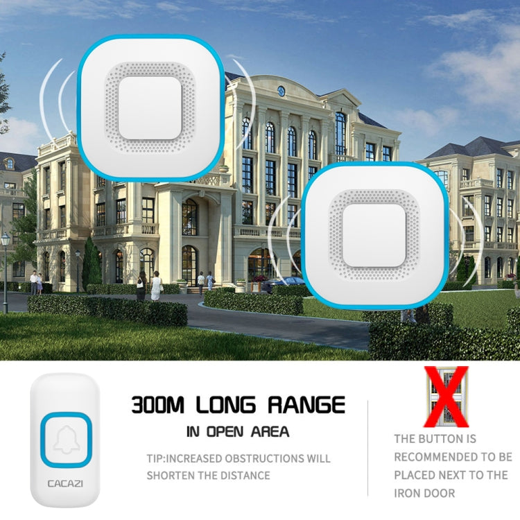 CACAZI V028F 1 For 3 Wireless Music Doorbell without Battery, Plug:UK Plug(White)