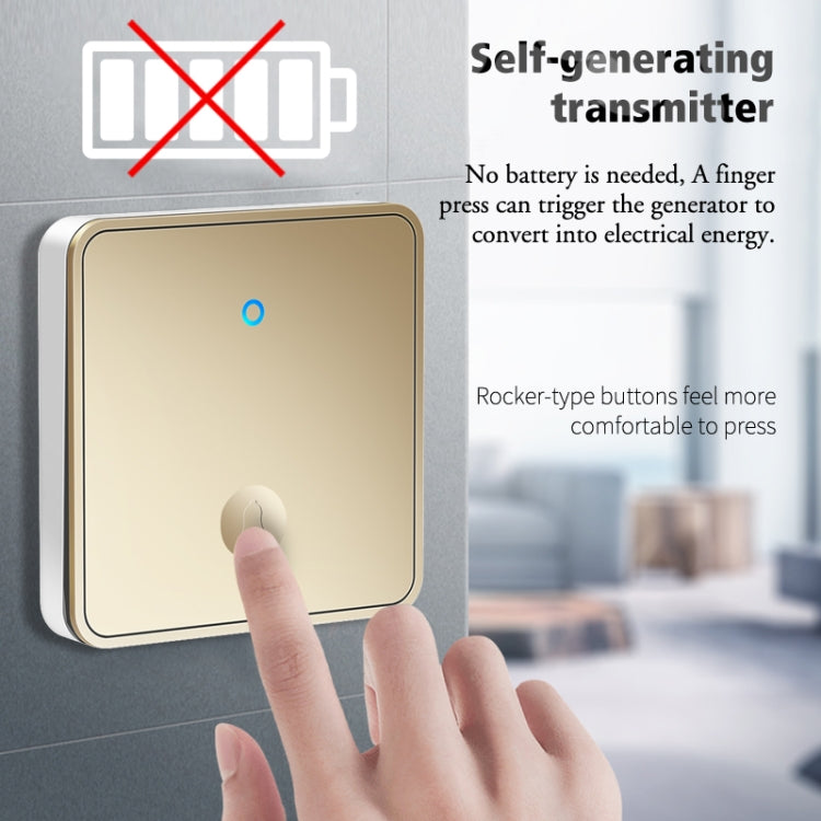CACAZI FA50 1 For 1 Push-button Self-generating Wireless Doorbell, Plug:US Plug(Gold)