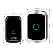 CACAZI A50 1 For 1 Wireless Music Doorbell without Battery, Plug:US Plug(Black)