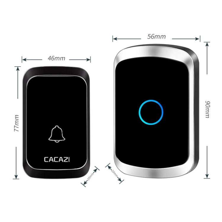 CACAZI A50 1 For 1 Wireless Music Doorbell without Battery, Plug:US Plug(Black)