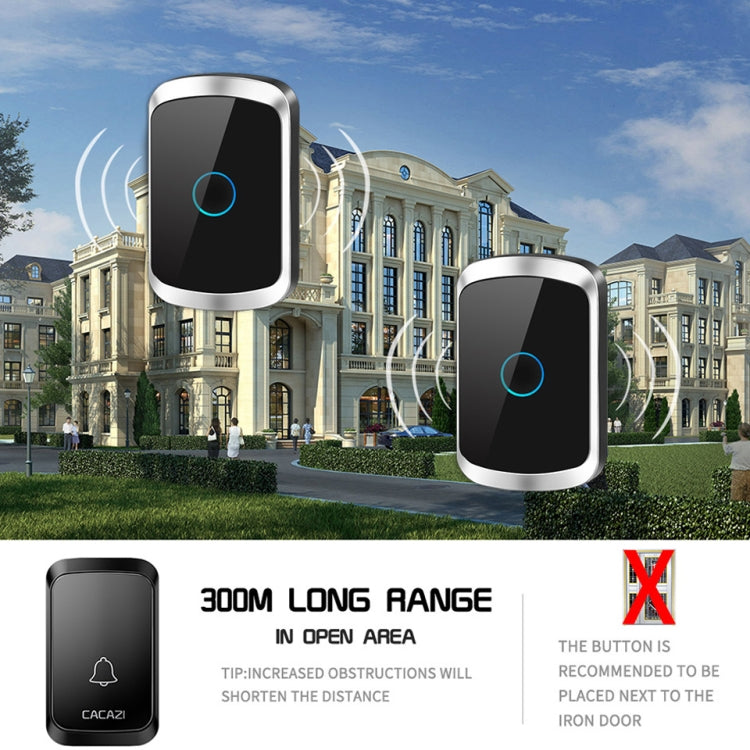 CACAZI A50 1 For 1 Wireless Music Doorbell without Battery, Plug:EU Plug(White)