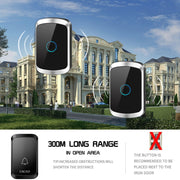 CACAZI A50 1 For 1 Wireless Music Doorbell without Battery, Plug:EU Plug(Black)