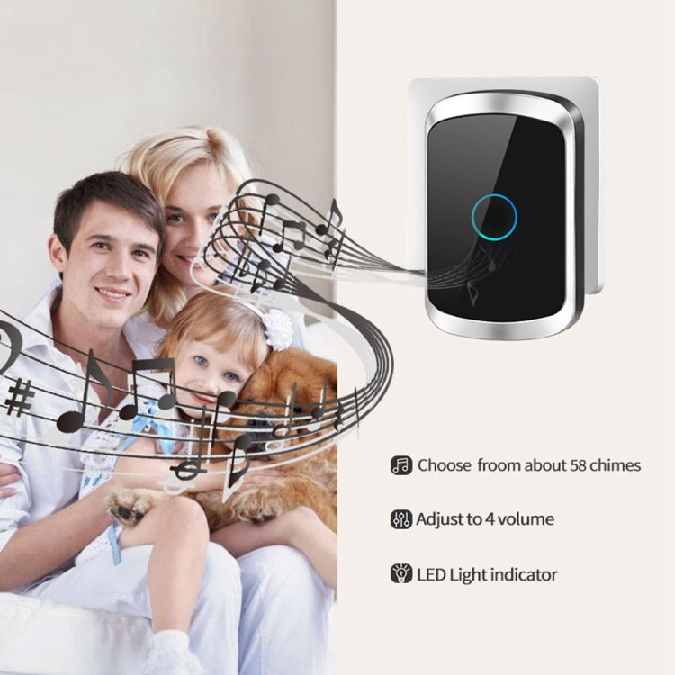 CACAZI A50 1 For 1 Wireless Music Doorbell without Battery, Plug:EU Plug(White)
