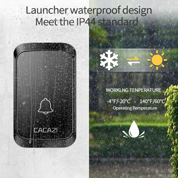 CACAZI A50 1 For 1 Wireless Music Doorbell without Battery, Plug:EU Plug(White)