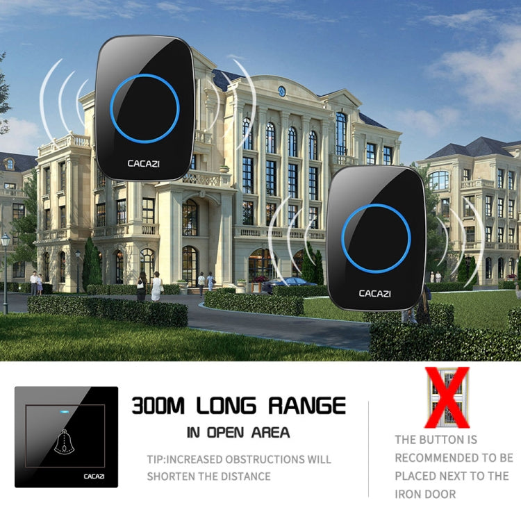 CACAZI H10 1 For 1 Wireless Smart Doorbell without Battery, Plug:US Plug(Black)