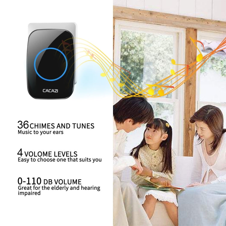 CACAZI H10 1 For 1 Wireless Smart Doorbell without Battery, Plug:EU Plug(Black)