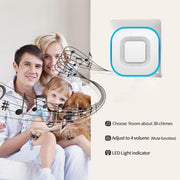 CACAZI V028F Wireless Music Doorbell without Battery, Plug:US Plug(White)