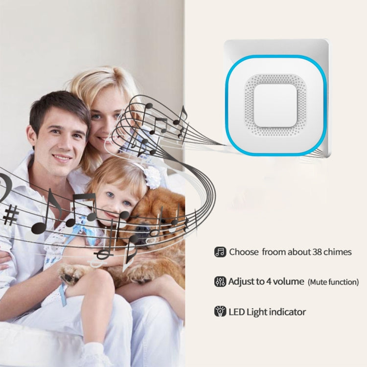 CACAZI V028F Wireless Music Doorbell without Battery, Plug:US Plug(Black)