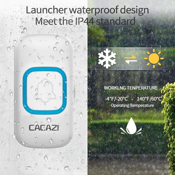 CACAZI V028F Wireless Music Doorbell without Battery, Plug:US Plug(White)