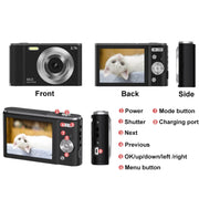 DC303A 2.8-Inch 4K 16X Zoom HD Digital Camera Mini Children Photography Camera EU Plug(Purple Blue)