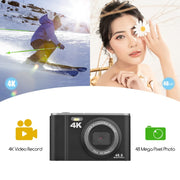 DC303A 2.8-Inch 4K 16X Zoom HD Digital Camera Mini Children Photography Camera US Plug(Black)