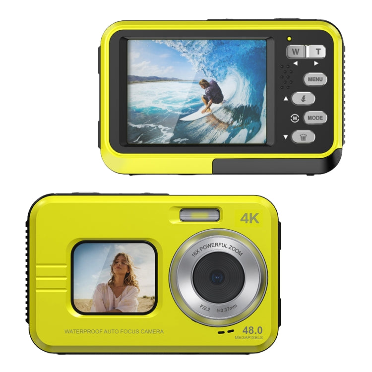 WDC901 3.5m Water-resistant 48MP HD Dual Screen Outdoor Sports Digital Camera EU Plug(Yellow)
