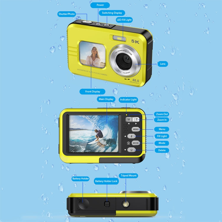 WDC901 3.5m Water-resistant 48MP HD Dual Screen Outdoor Sports Digital Camera AU Plug(Green)